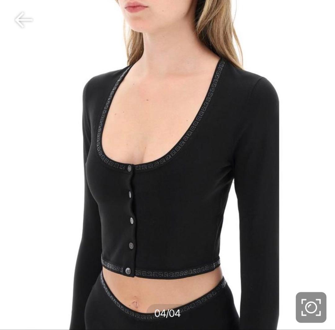 Alexander Wang クリスタルトリム クロップドカーディガン限定/新品 Alexander Wang クリスタルトリム クロップドカーディガン限定/新品