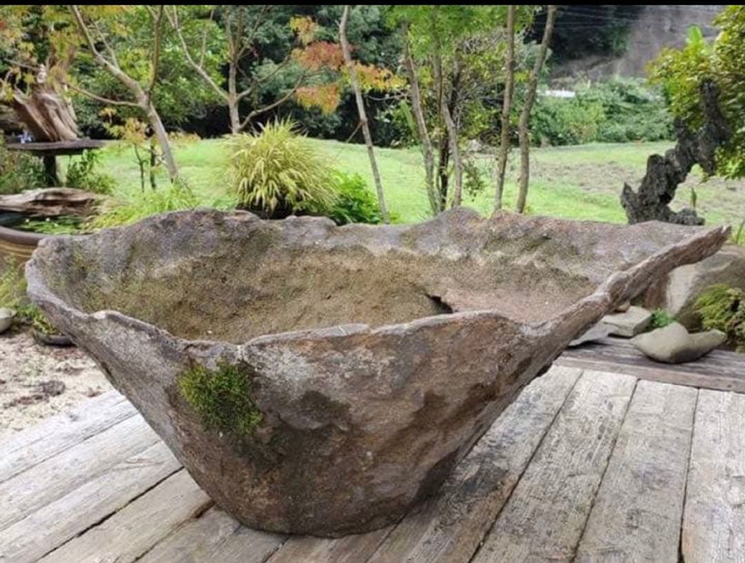 大きな自然石風水鉢 オリジナルメダカ鉢 80センチ No.167やや傷や汚れあり WWW_GEBZETESISAT_COM_TR