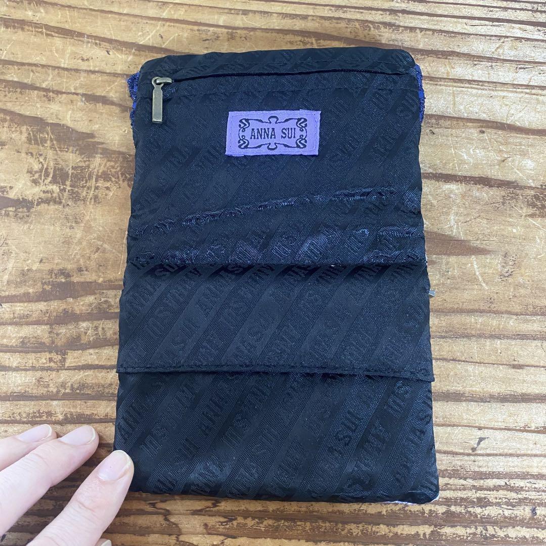 アナスイ ANNA SUI ミニウォレット ポーチ 財布 パープル 蝶々 美品 アナスイ ANNA SUI ミニウォレット ポーチ 財布 パープル 蝶々