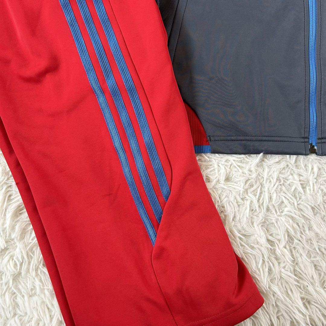 adidas セットアップ ジャージ上下 climalite レッド×グレー