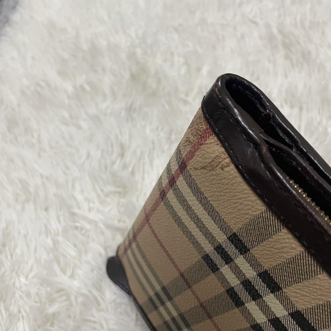 ⭐️極美品⭐️ バーバリー　ノバチェック　ロングウォレット　二つ折り財布　レザー