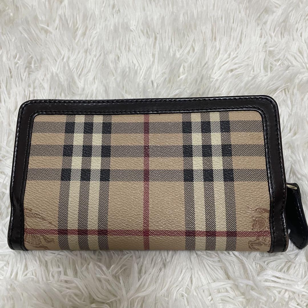 ⭐️極美品⭐️ バーバリー　ノバチェック　ロングウォレット　二つ折り財布　レザー