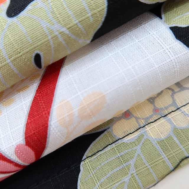 美品 綿 洗える着物 トールサイズ“朝顔と紫陽花と猫×粋な縦縞”浴衣 I-76 美品 綿 洗える着物 トールサイズ“朝顔と紫陽花と猫×粋な縦縞