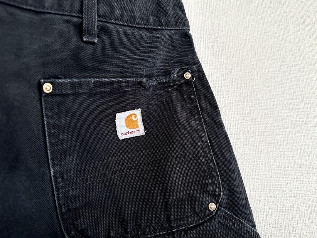 超スペシャル 36X32 W36 カーハート ダブルニー パンツ ブラック 黒