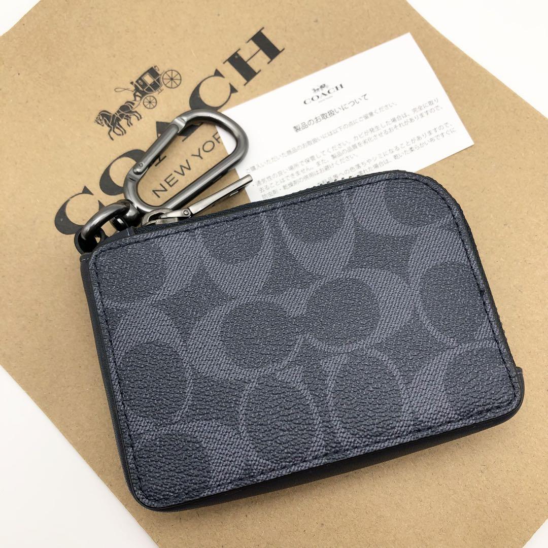 【COACH☆新品】デニム! Lジップ キー ケース シグネチャー キャンバス!