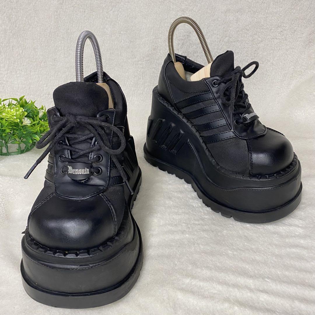 Demonia✨ 黒 プラットフォーム シューズ フェイクレザー　22.5 厚底