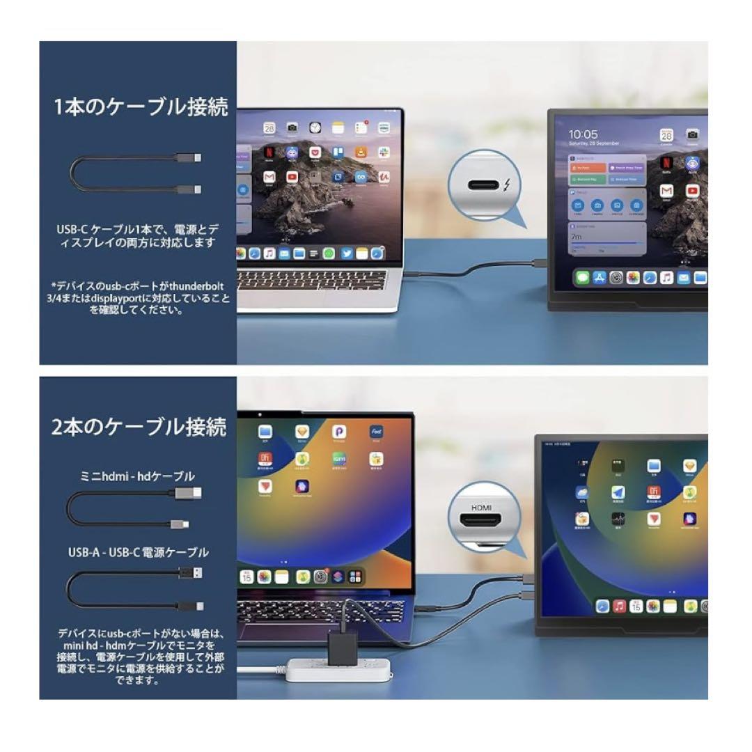モバイルモニター ディスプレイ 10.5インチ 薄型 超軽量250g 1280p