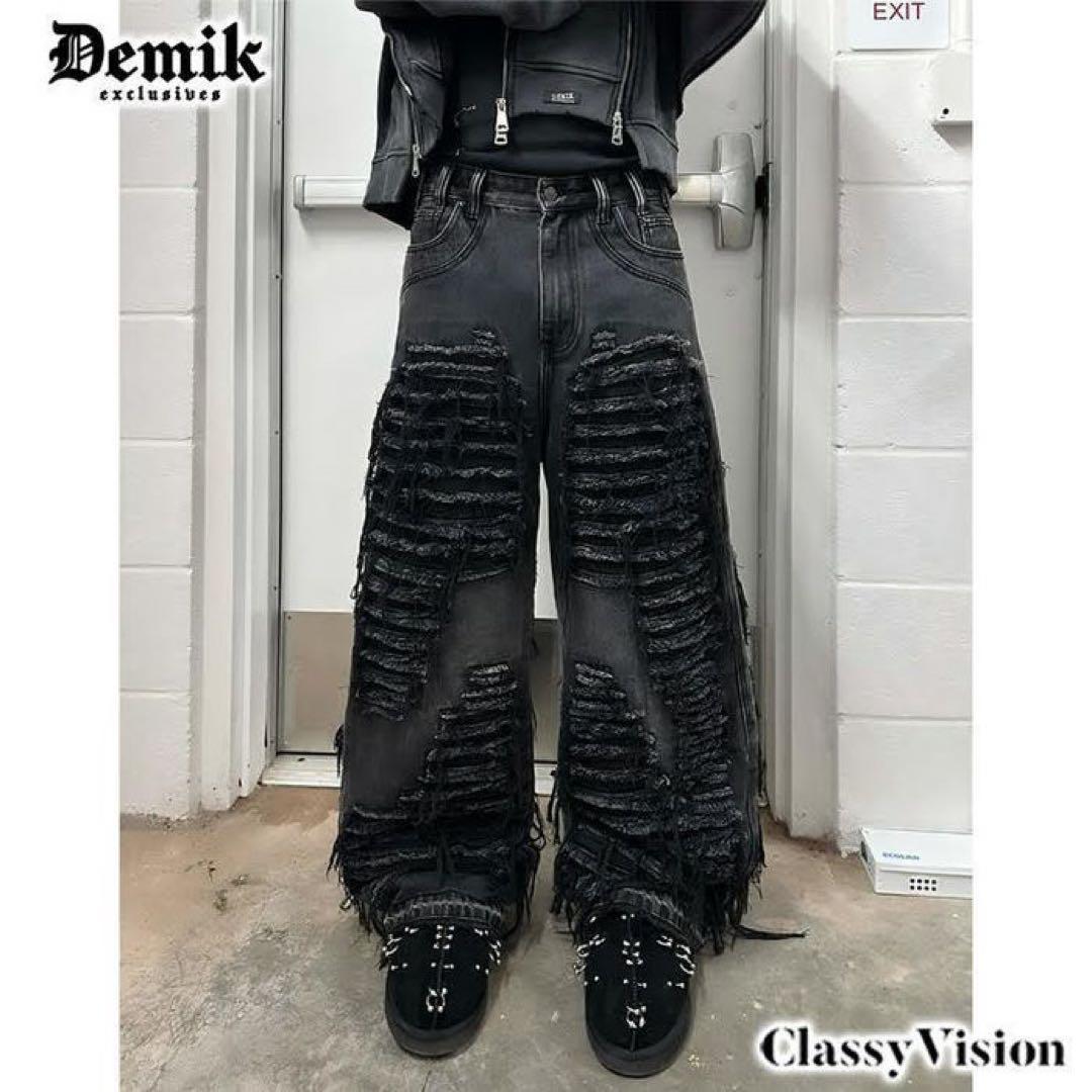 DEMIK デストロイダメージバギーデニムパンツ 28 XS DEMIK EXCLUSIVES
