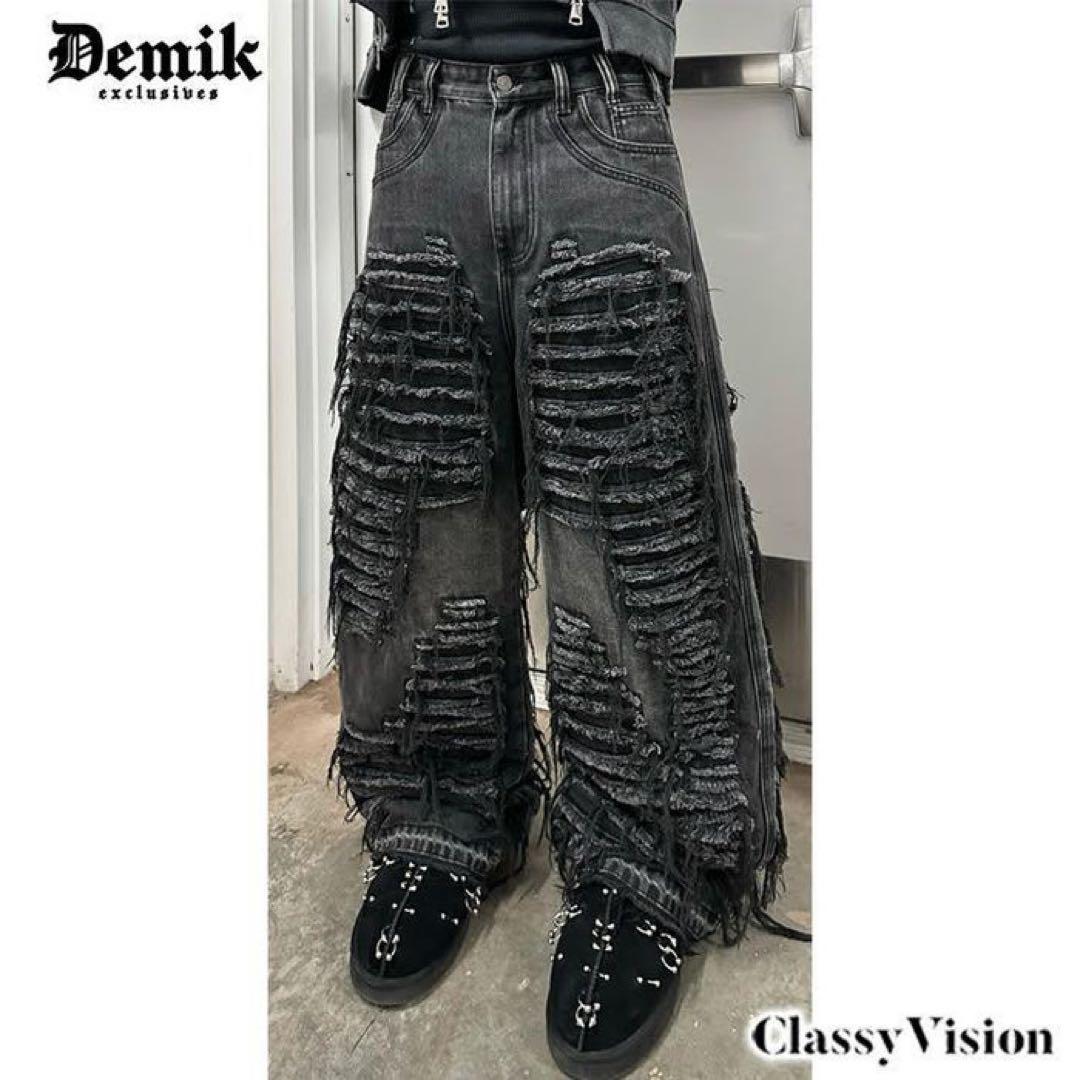 DEMIK デストロイダメージバギーデニムパンツ 28 XS DEMIK EXCLUSIVES