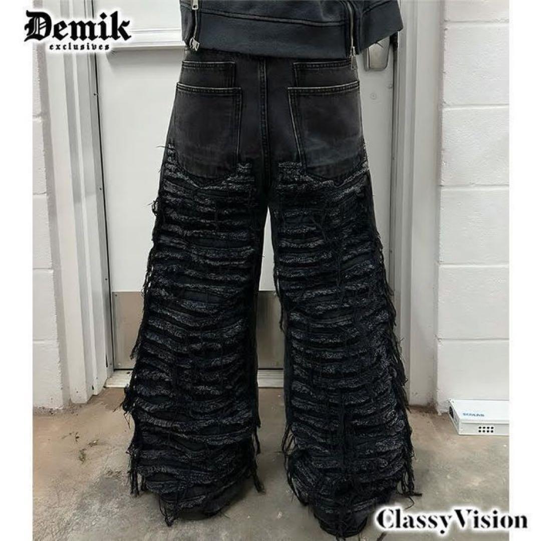 DEMIK デストロイダメージバギーデニムパンツ 28 XS DEMIK EXCLUSIVES