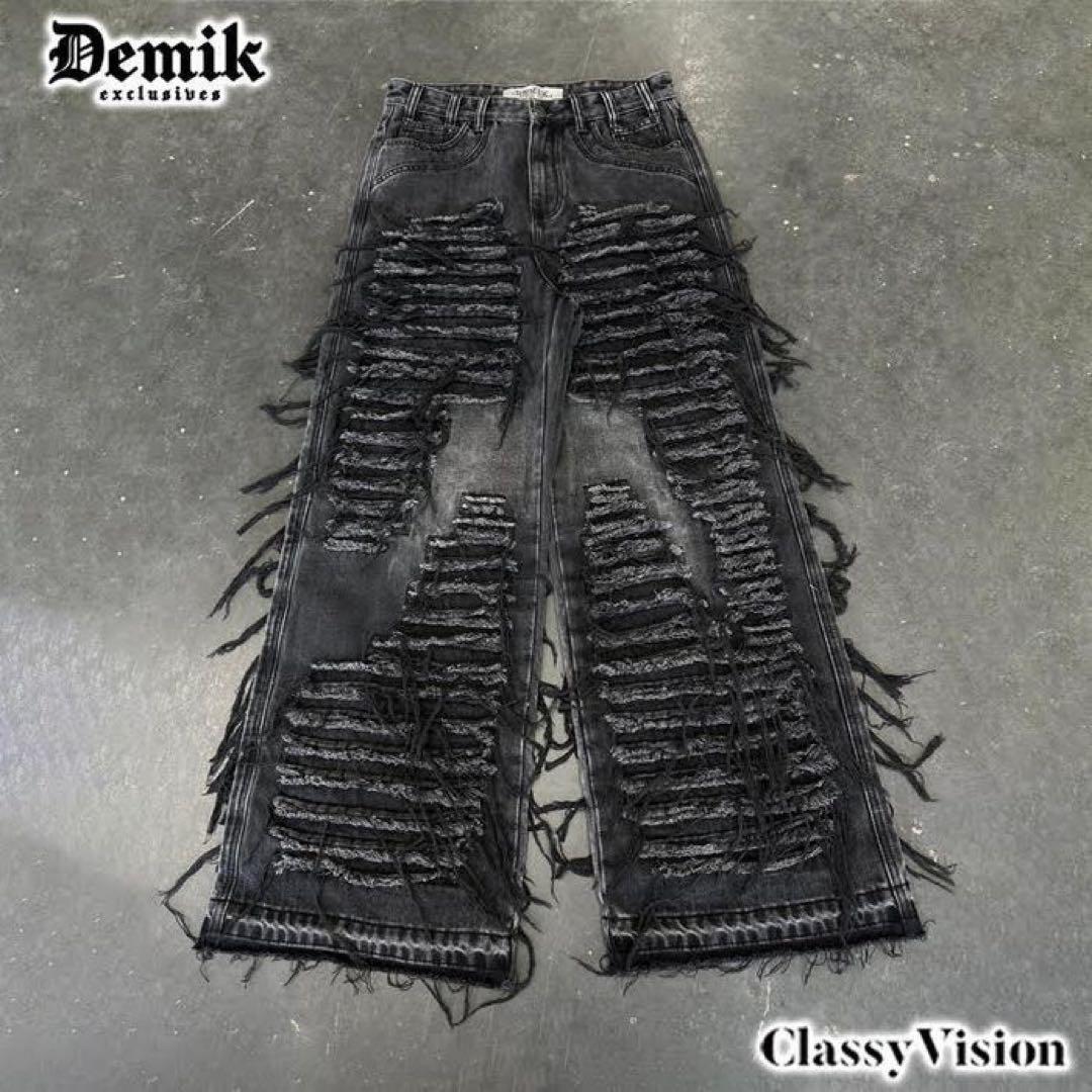 DEMIK デストロイダメージバギーデニムパンツ 28 XS DEMIK EXCLUSIVES