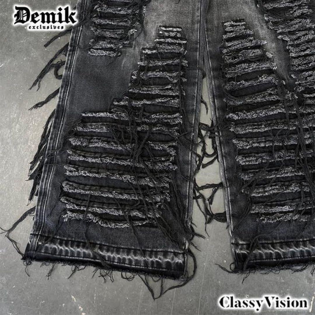 DEMIK デストロイダメージバギーデニムパンツ 28 XS DEMIK EXCLUSIVES