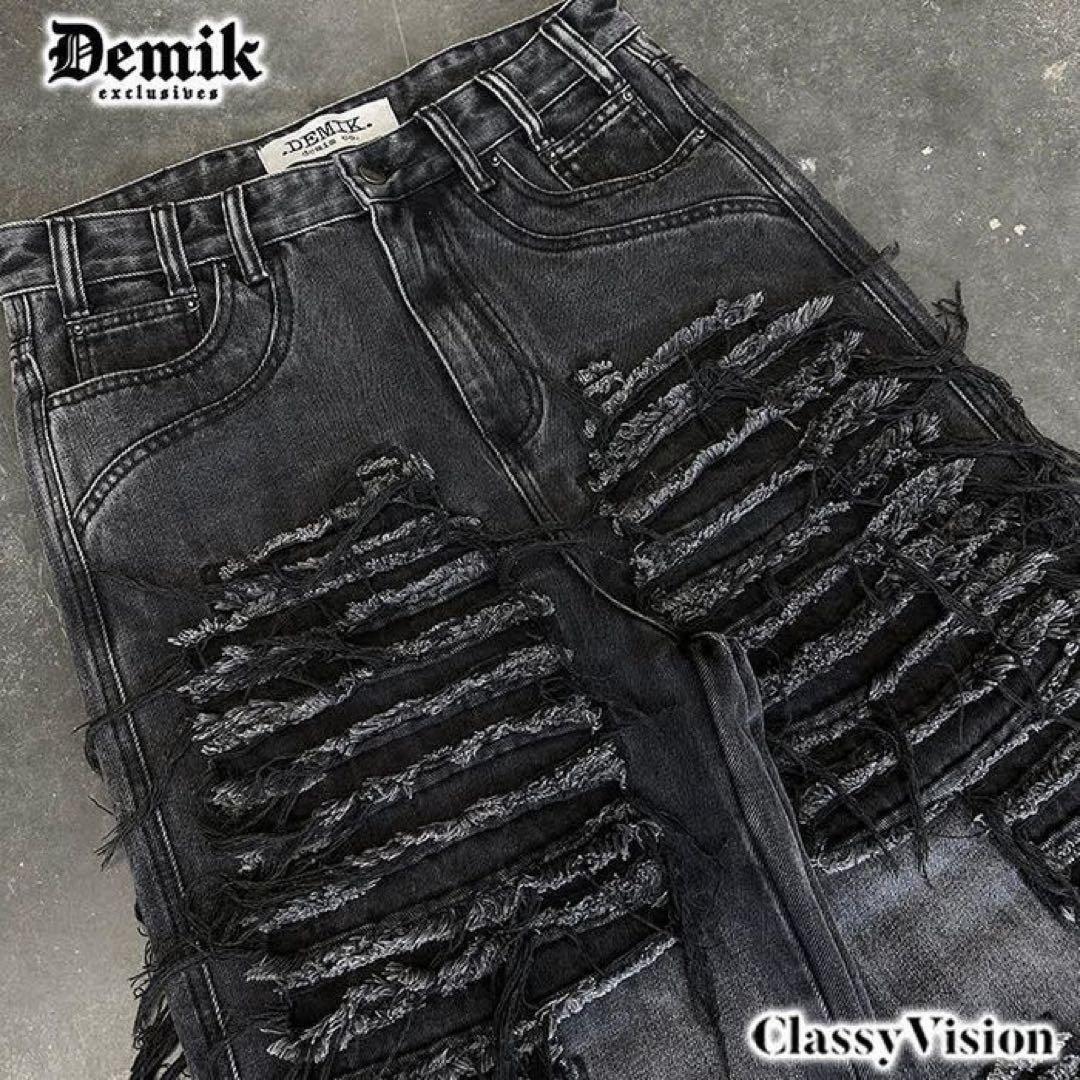 DEMIK デストロイダメージバギーデニムパンツ 28 XS DEMIK EXCLUSIVES