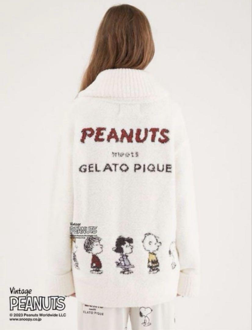 ジェラートピケ × PEANUTS パウダー ジャガードショールカーディガン