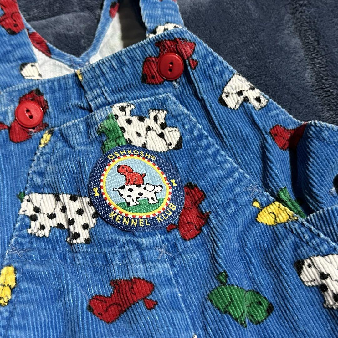 オシュコシュ 6/9M 犬柄サロペット USA 古着 ヴィンテージ