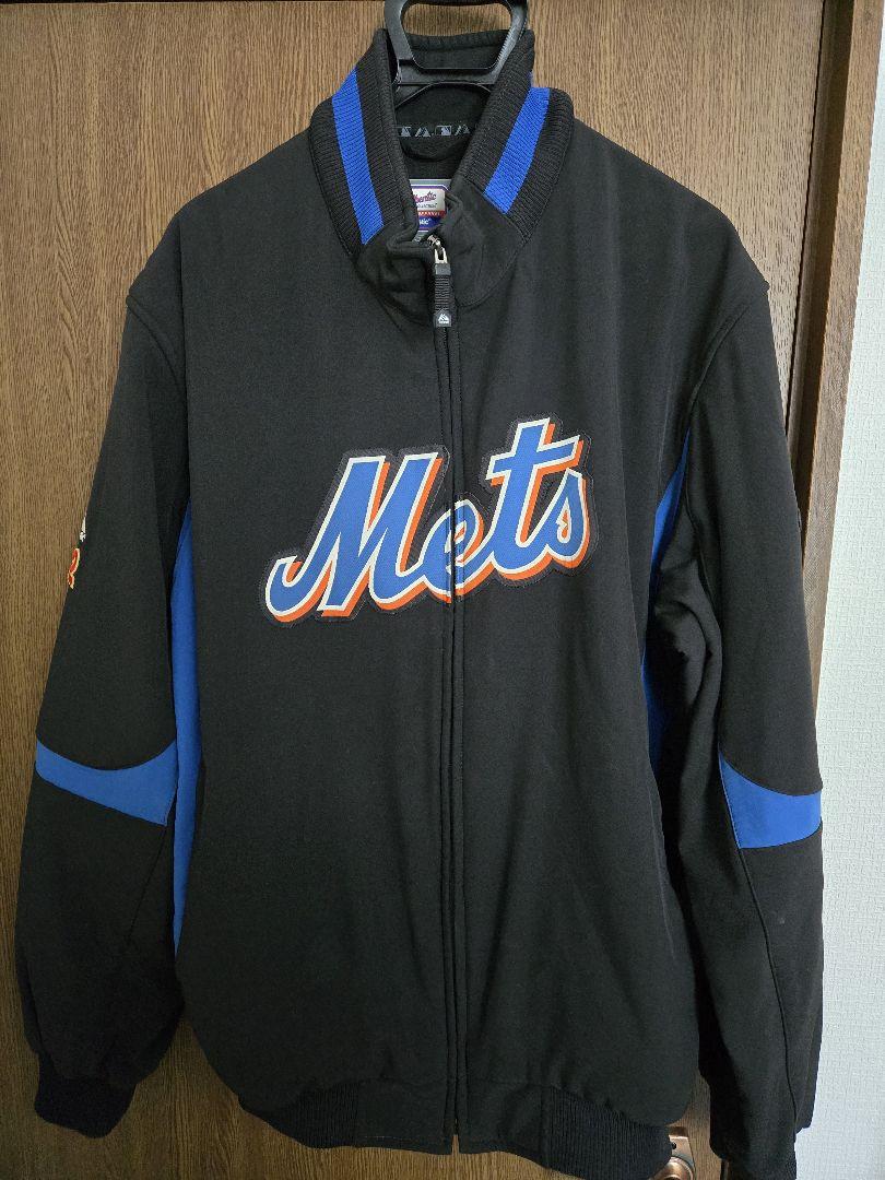 ニューヨーク・メッツ Mets ジャケット 黒/青 MLBロゴ付き ニューヨーク・メッツ Mets ジャケット 黒/青 MLBロゴ付き