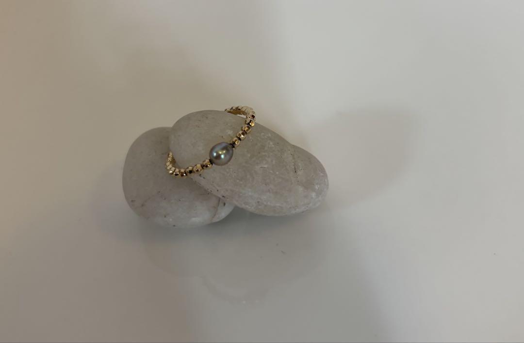 MIZUKIミズキ 14K リング Gold Beads Gray Pearl