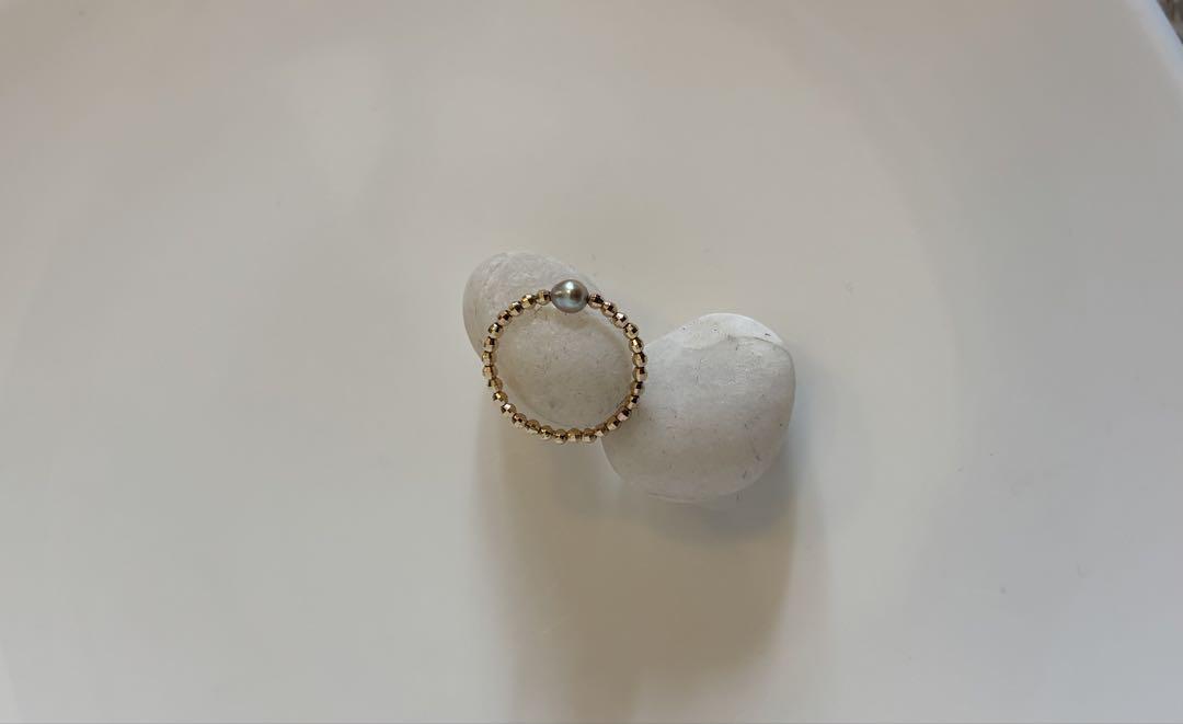 MIZUKIミズキ 14K リング Gold Beads Gray Pearl