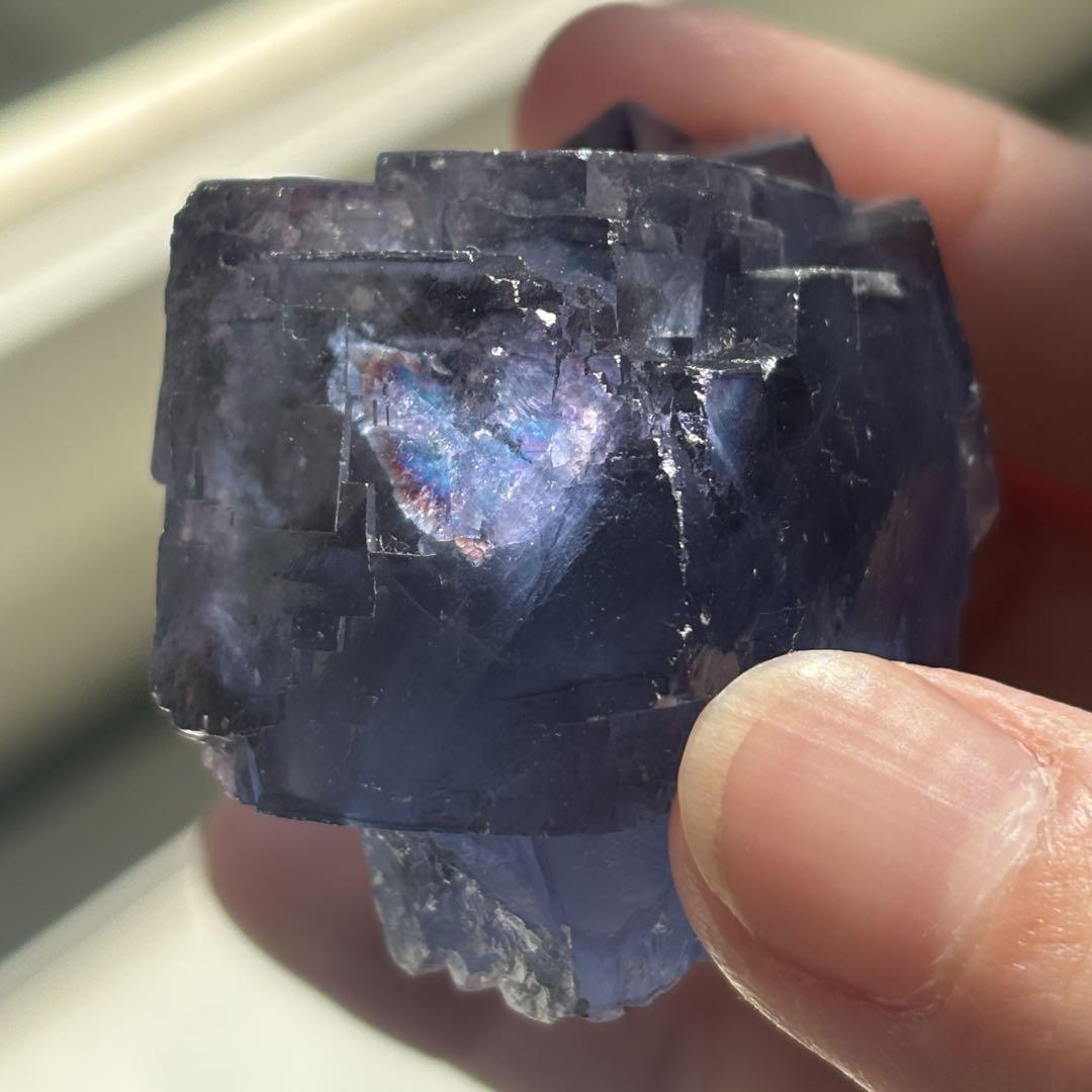 中国　ヤオガンシャン産　パープルブルー　フローライト　原石　鉱物標本