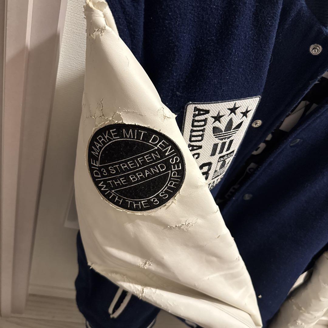 adidas スタジャン ネイビー/ホワイト L