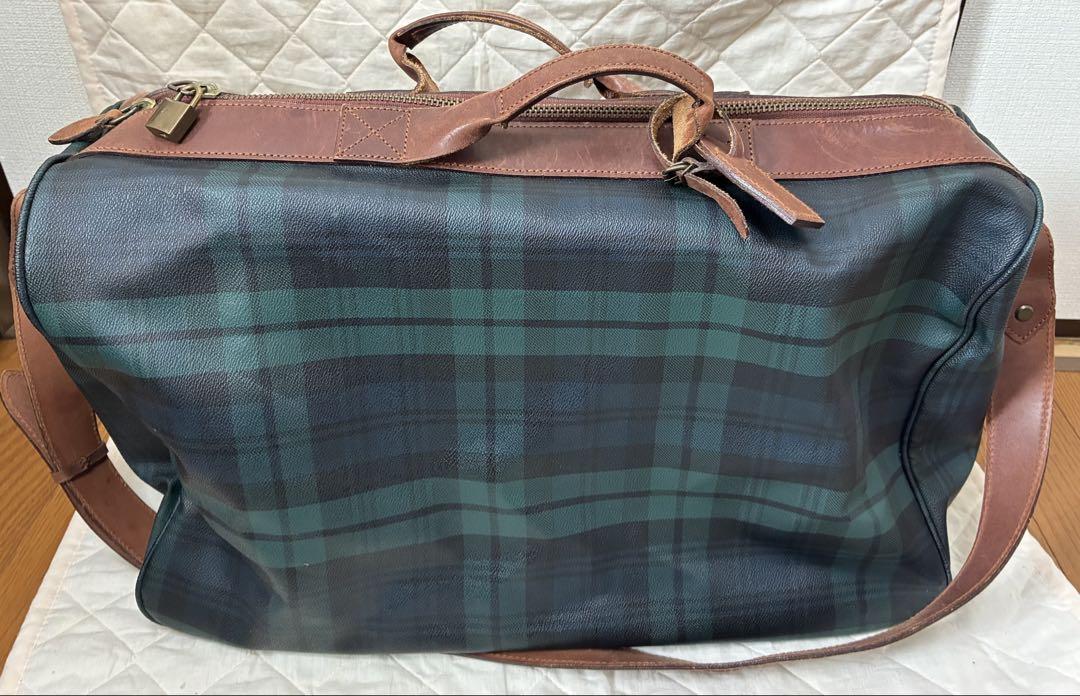 中古】polo Ralph Laurenグリーン系チェック ボストンバッグ バッグ