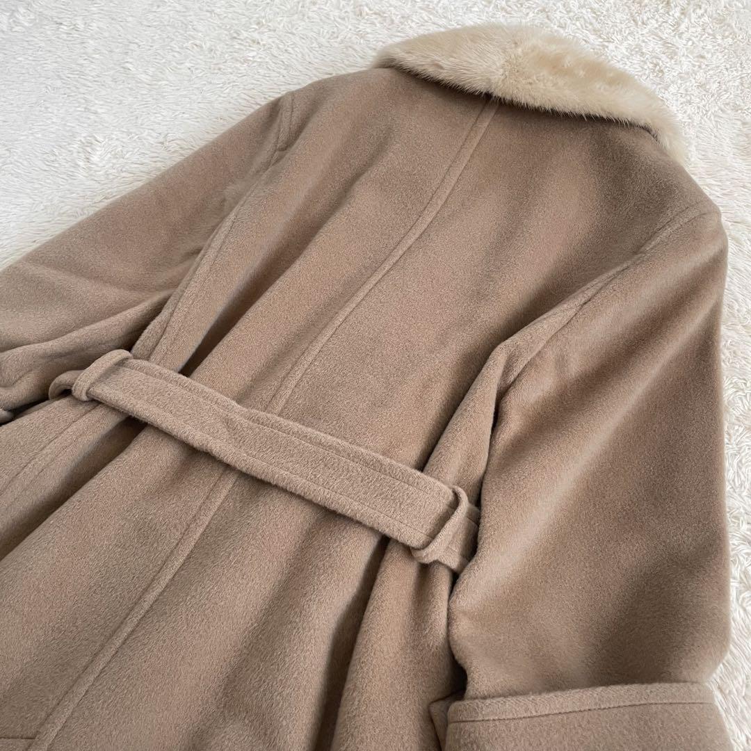 美品 マレーラ カシミヤ混 ダブルコート ファー ベルト 大きい 美品 マレーラ カシミヤ混 ダブルコート ファー ベルト 大きい