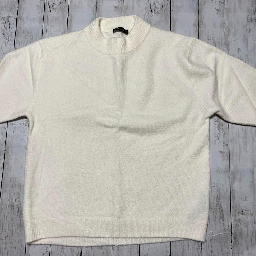 ザラ ニット セーター ホワイト 白 7分袖 シンプル ハイネック 美品 USA