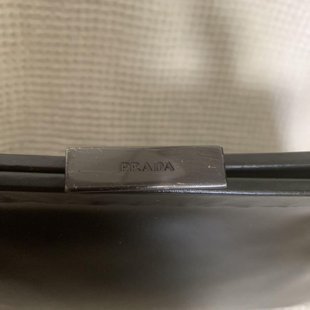 ◇ PRADA プラダ レザーハンドバッグ カーキ ガマ口 ◇