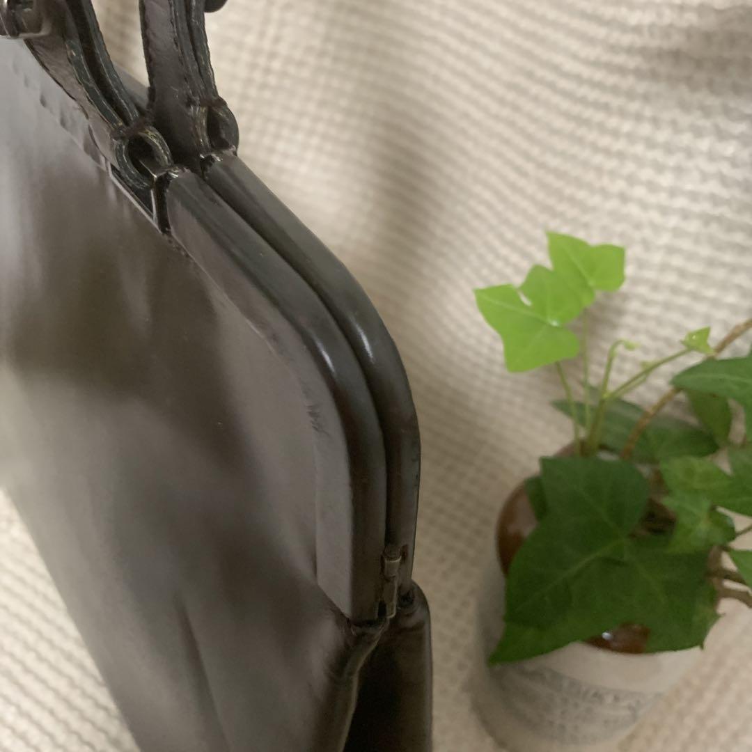 ◇ PRADA プラダ レザーハンドバッグ カーキ ガマ口 ◇
