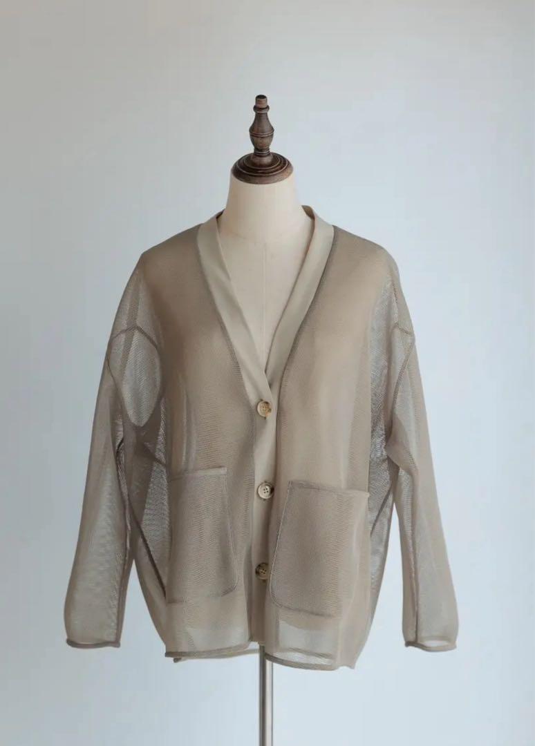 【新品未使用】Pois double mesh Cardigan ホワイト pois double mesh Cardigan カーディガン ホワイト