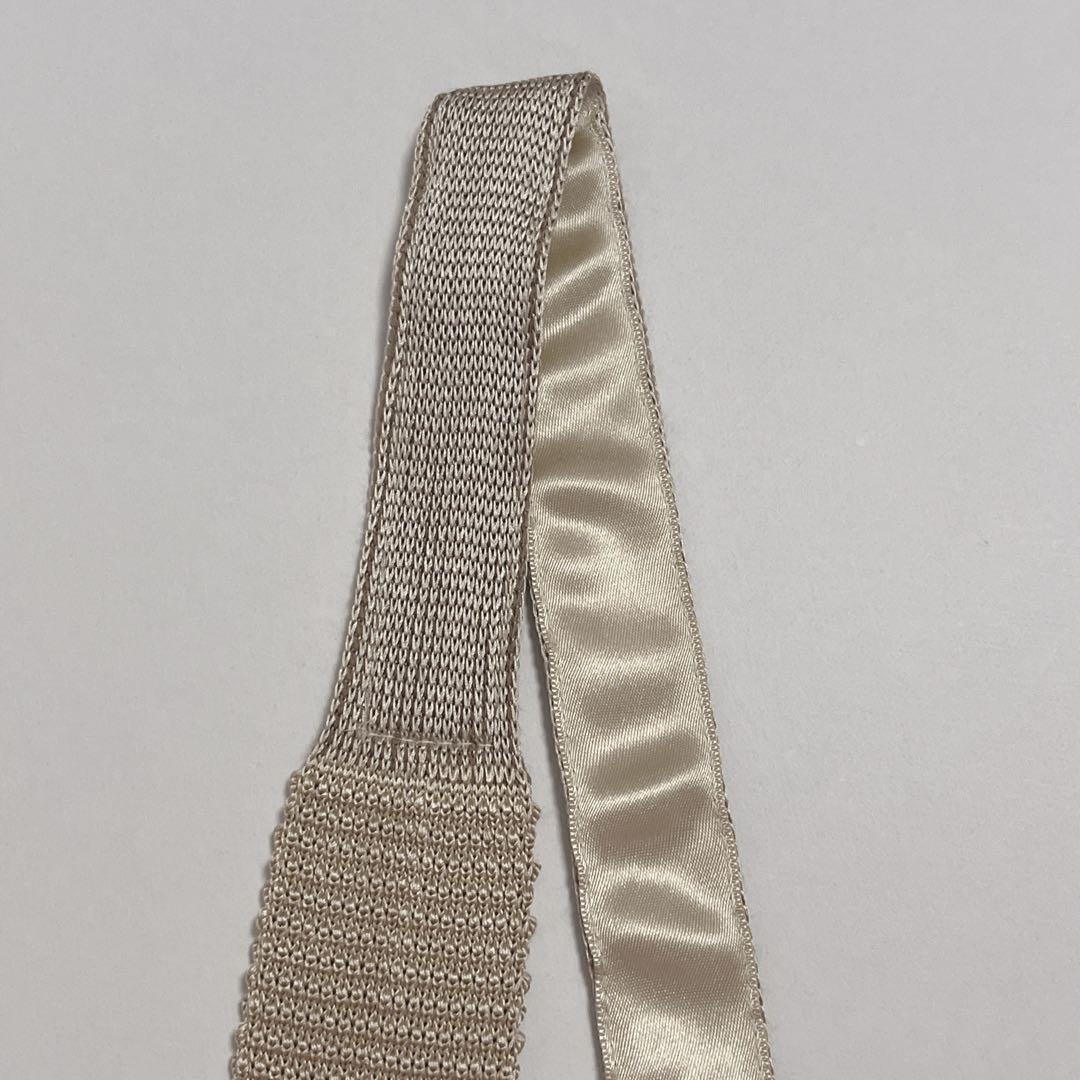 美品 フランクリンテーラード ネクタイ シルク ニットタイ ソリッド ベージュ