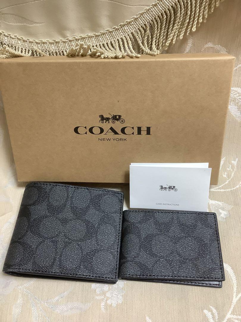 新作　新品　COACH　折り財布メンズ　パスケース　セット