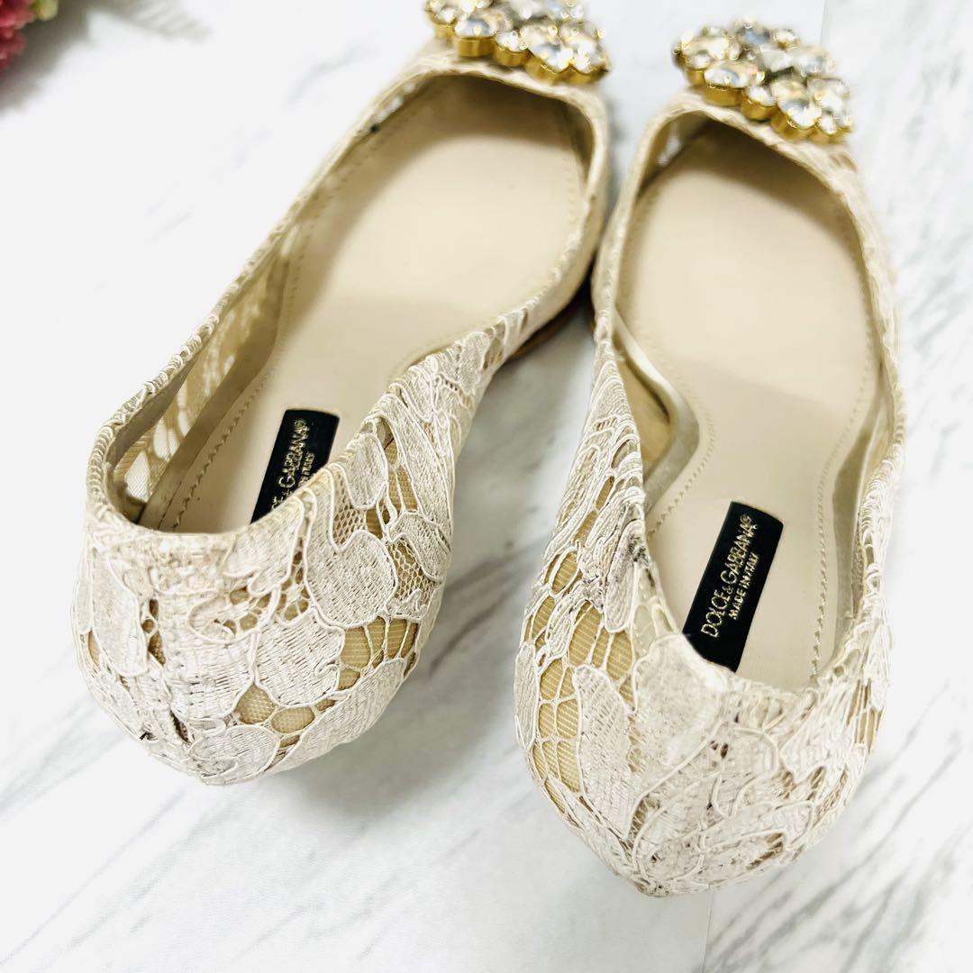 美品 ドルチェ&ガッバーナ タオルミナ 総レース パンプス ヒール 25.0