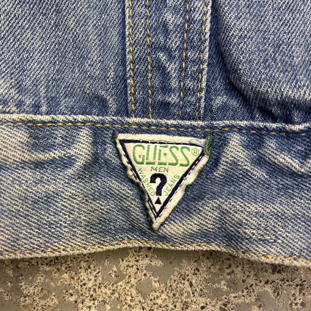 90s USA製 GUESSゲス ケミカルウォッシュ デニムジャケット 4