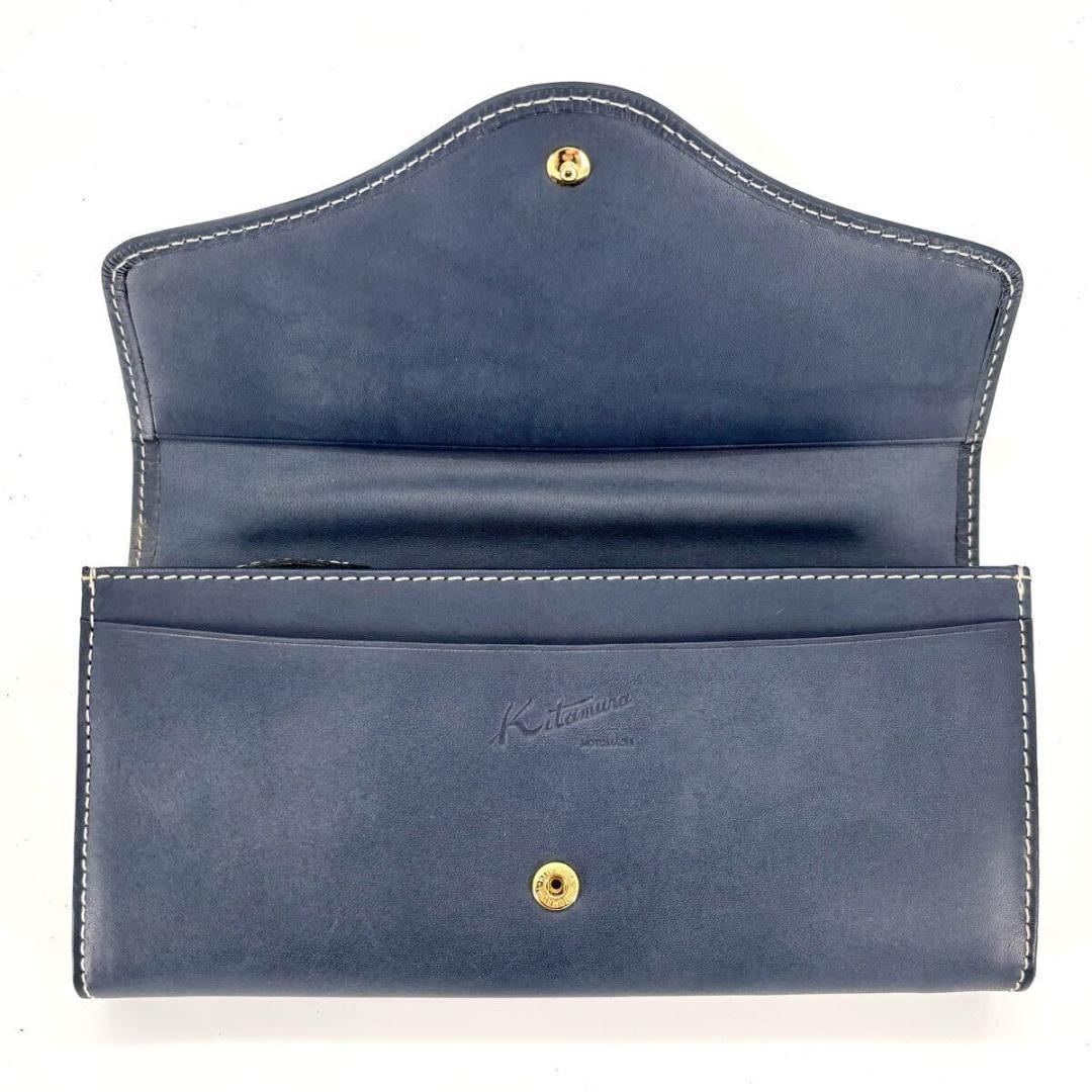未使用級 Kitamura キタムラ 長財布 レザー ネイビー