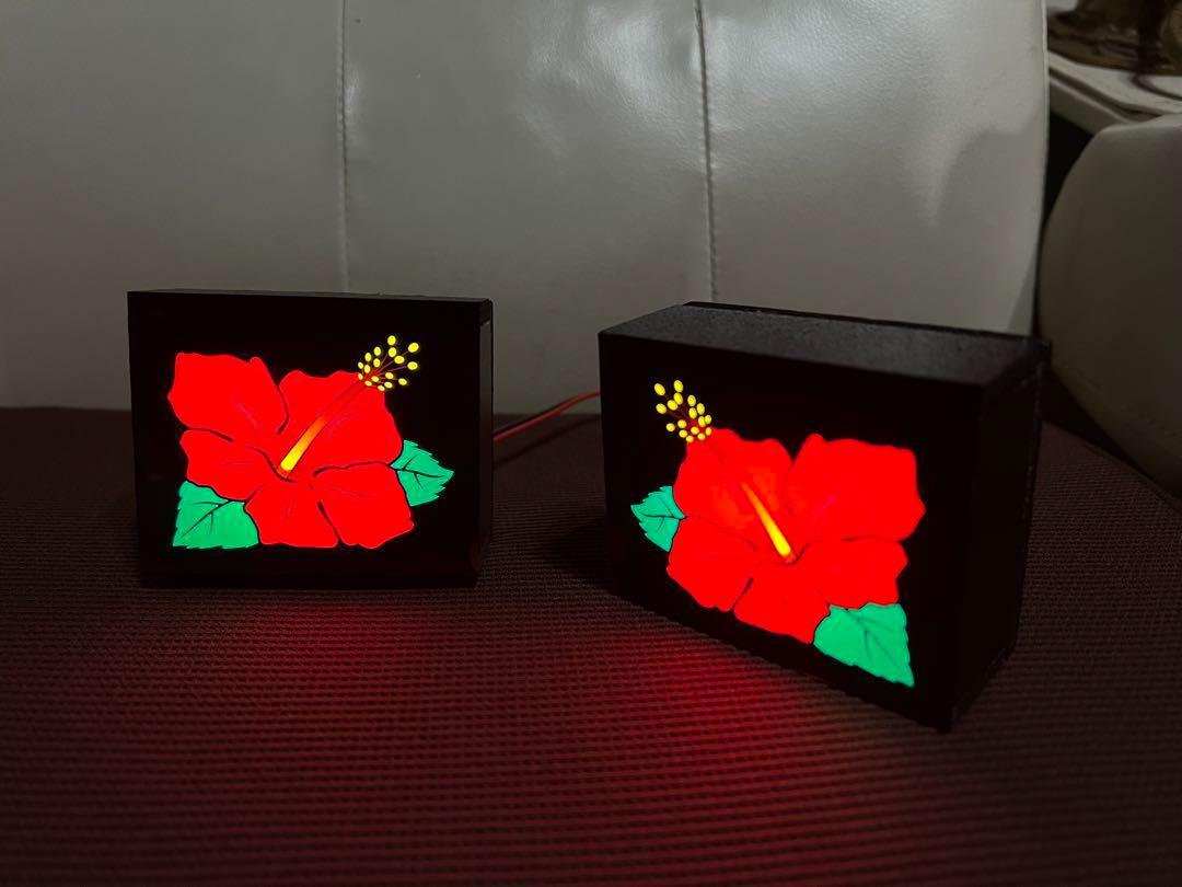 ハナハナ ハイビスカス ランプ 実機パネルシート加工品！LED発光！インテリアに