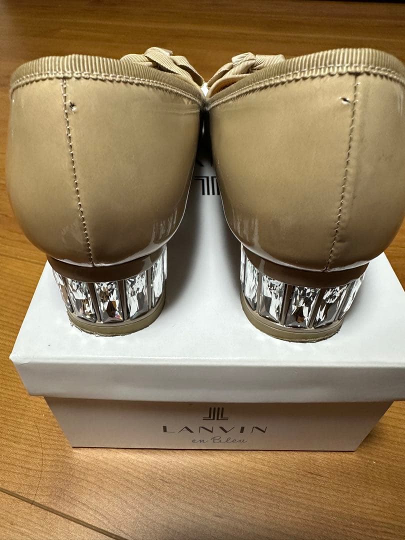 LANVIN ランバンオンブルービジューヒールパンプス23.5cm