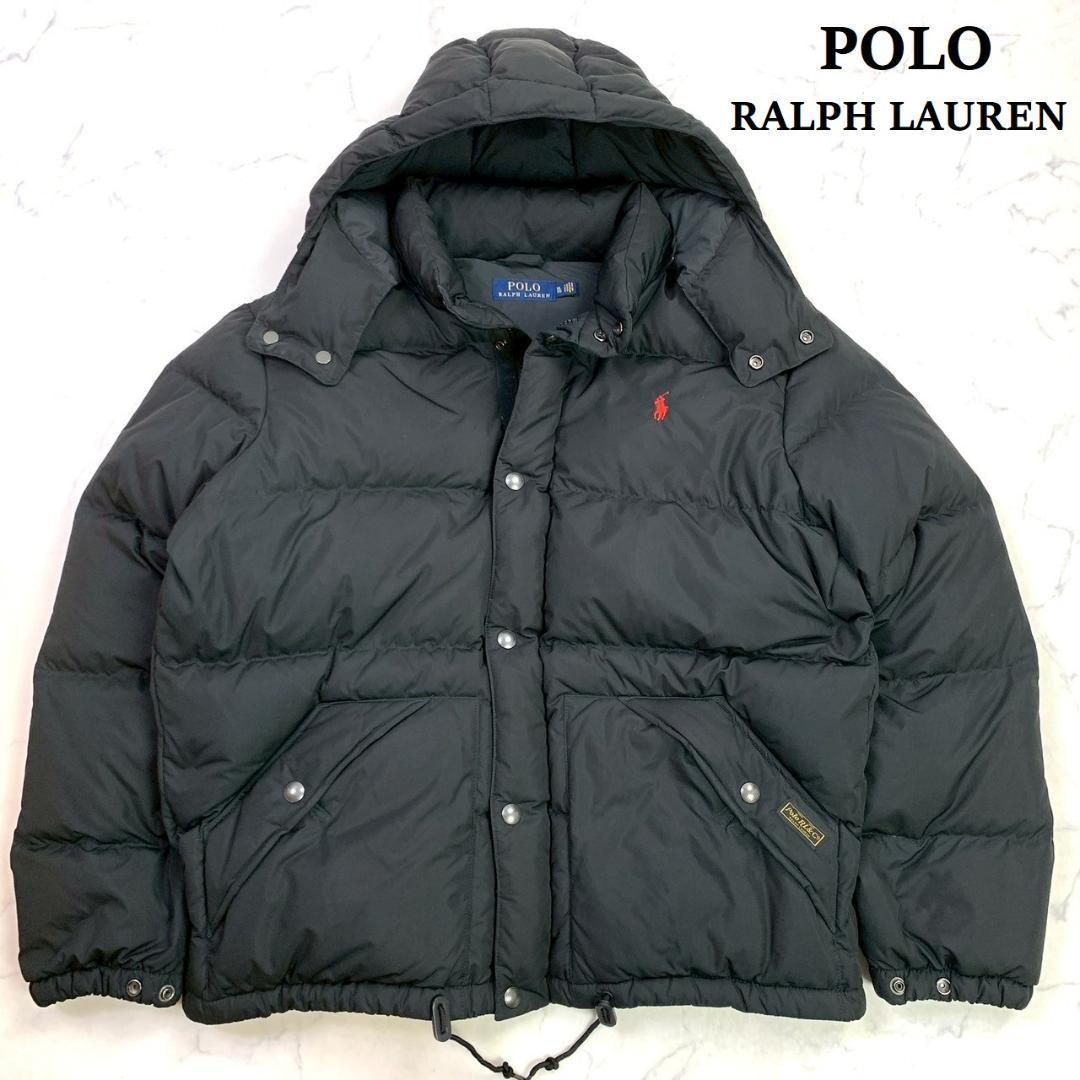 ポロラルフローレン ダウンジャケット 2way ポニー刺繍 黒 XL　D554