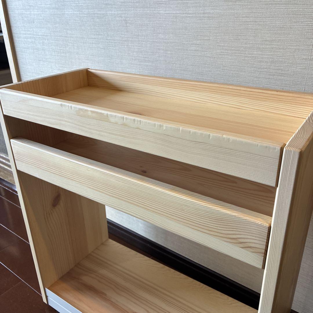 無印良品 パイン材デスクワゴン 幅24×奥行55×高さ57.5cm 天然木　無垢