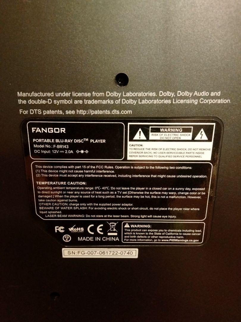 FANGOR ポータブルブルーレイプレーヤー