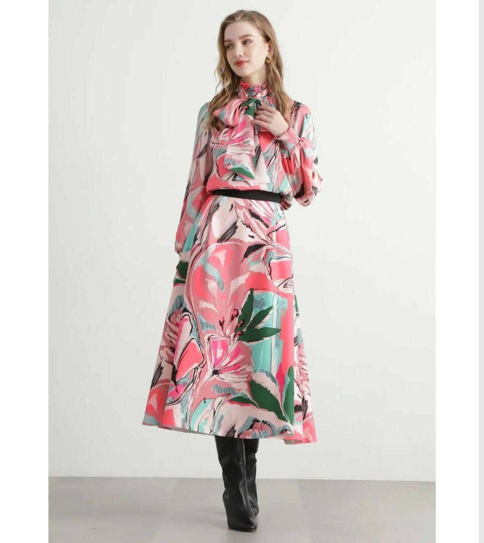 25SS◆PINKY-DIANNE◆アートフラワープリントスカート