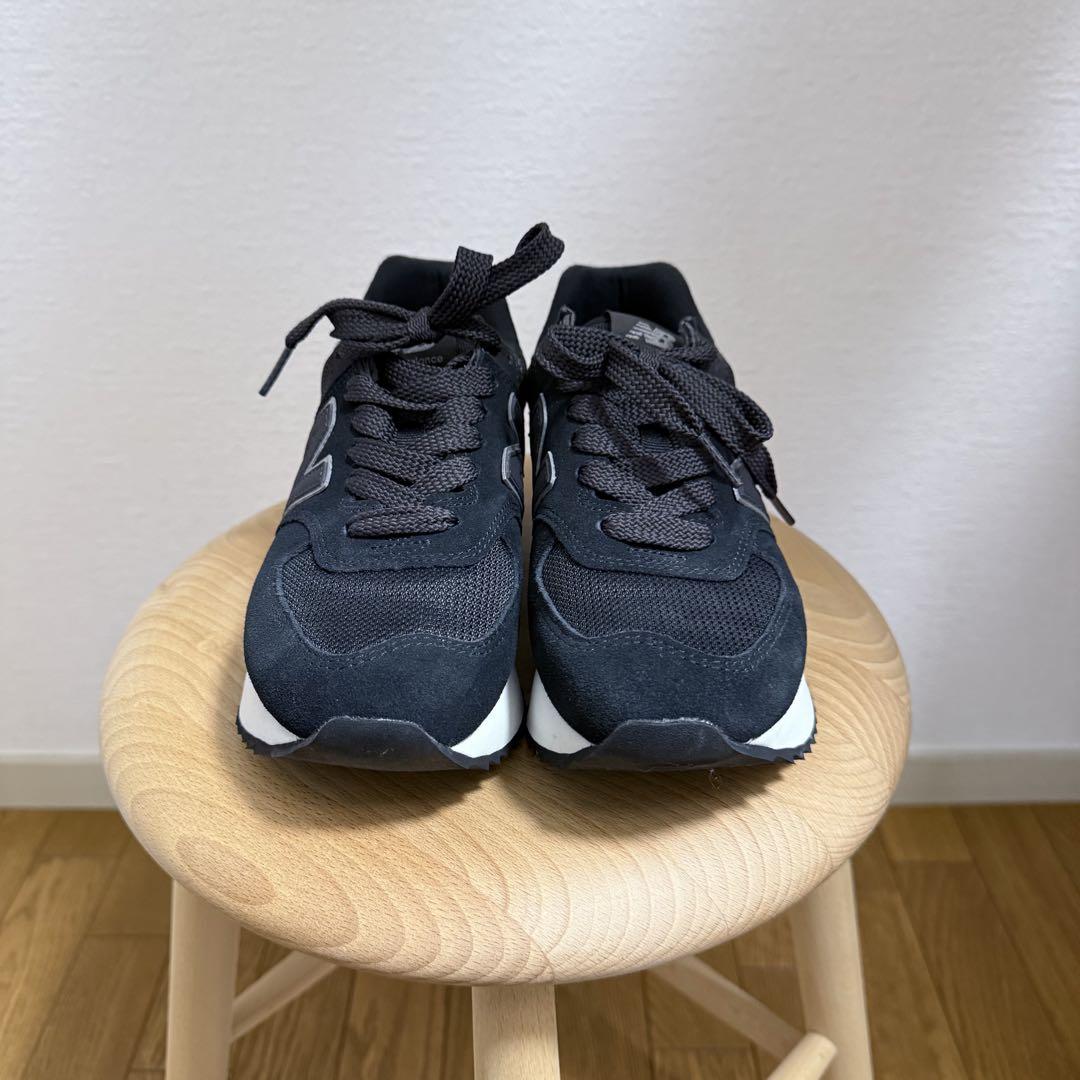 574+ New Balance 厚底 ブラック スニーカー 23.5cm