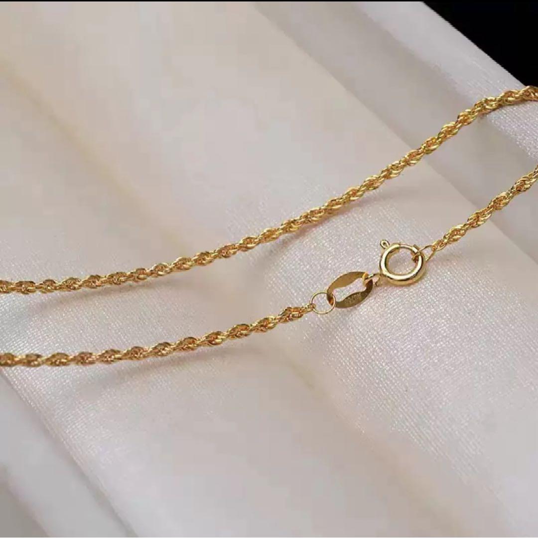 ロープ チェーン ネックレス 18金 イエロー ゴールド K18 45㎝