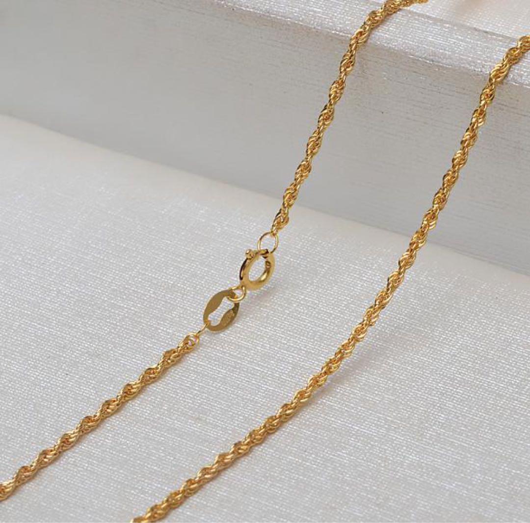 ロープ チェーン ネックレス 18金 イエロー ゴールド K18 45㎝