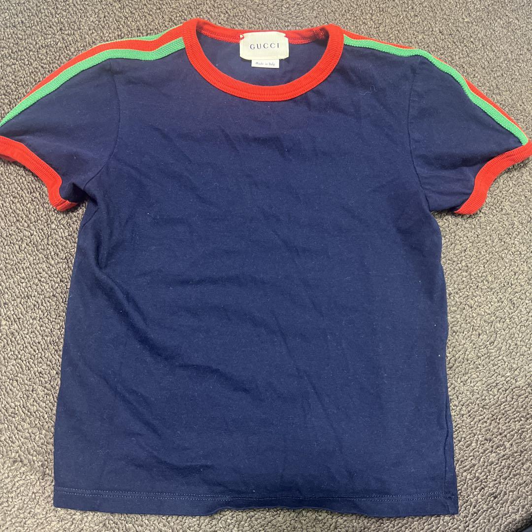 GUCCI ネイビー Tシャツ　蛇　スネーク　100 グッチ　ライン