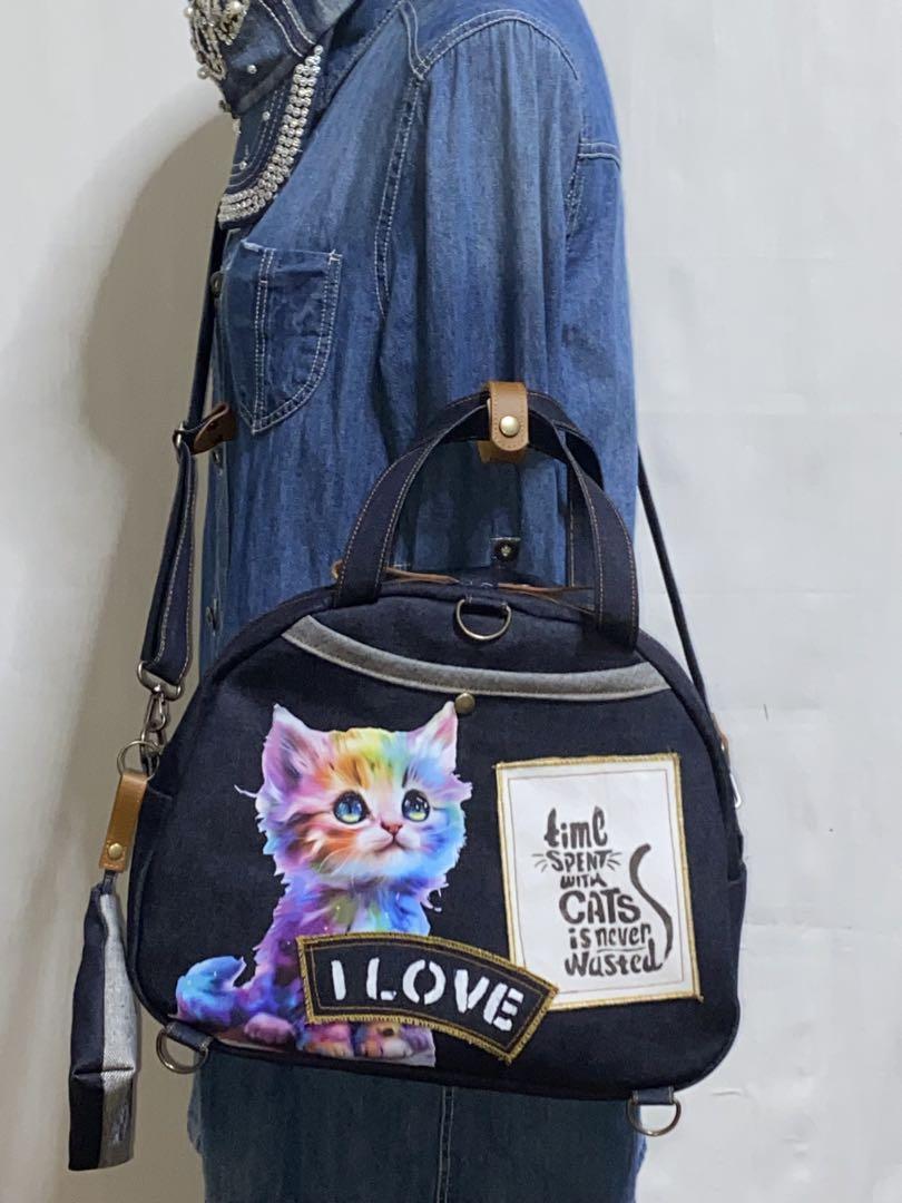 ☆岡山デニム☆トラ猫☆カラフル猫☆扇型☆リュック対応☆4way