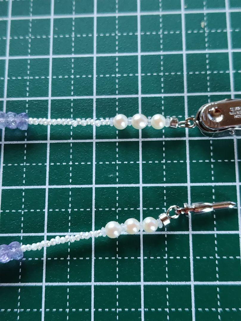 アコヤ真珠ラベンダーカラー、あこや砂ケシパール、タンザナイトのネックレス
