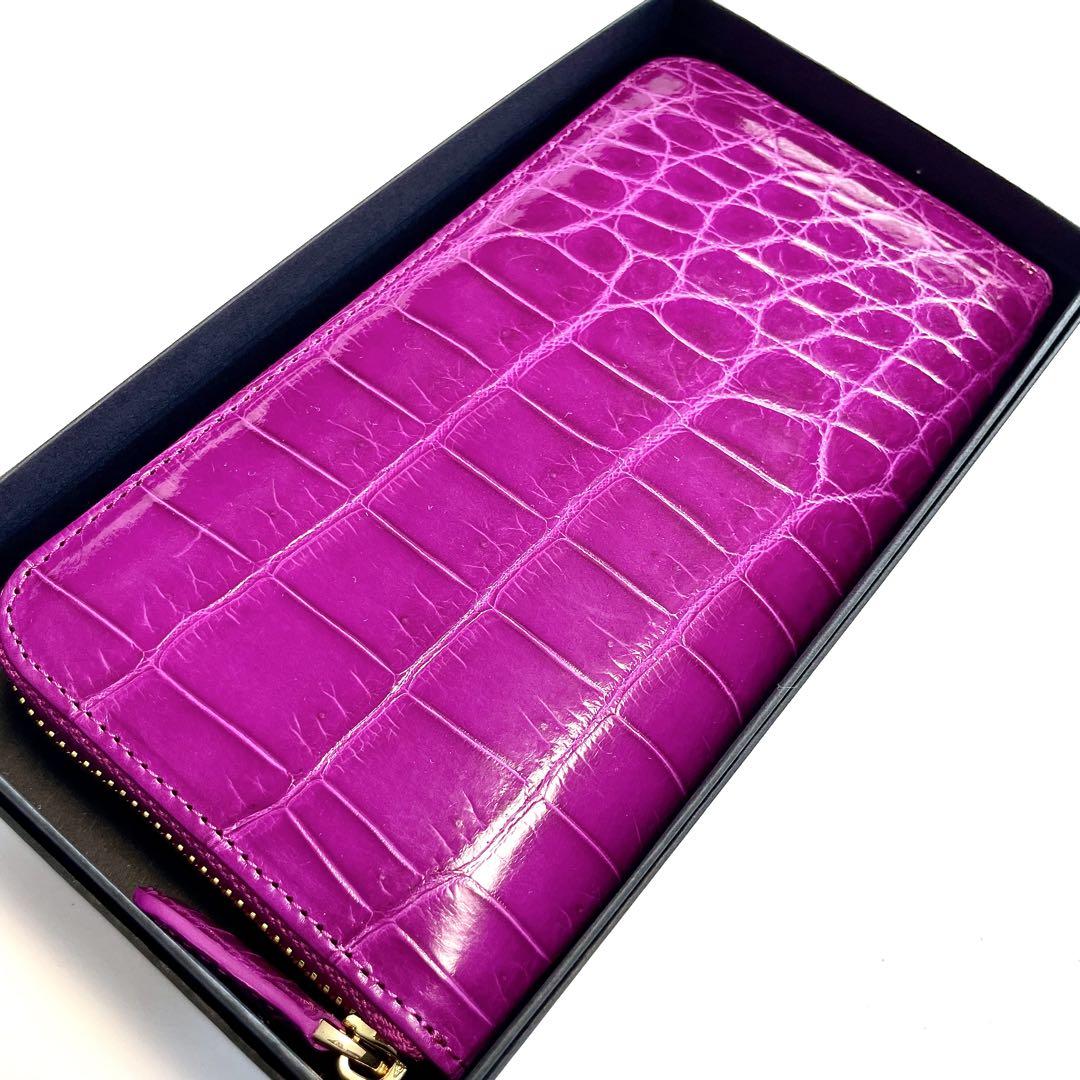 クロコダイル長財布 レディース財布 2319 シャイニング パープルピンク