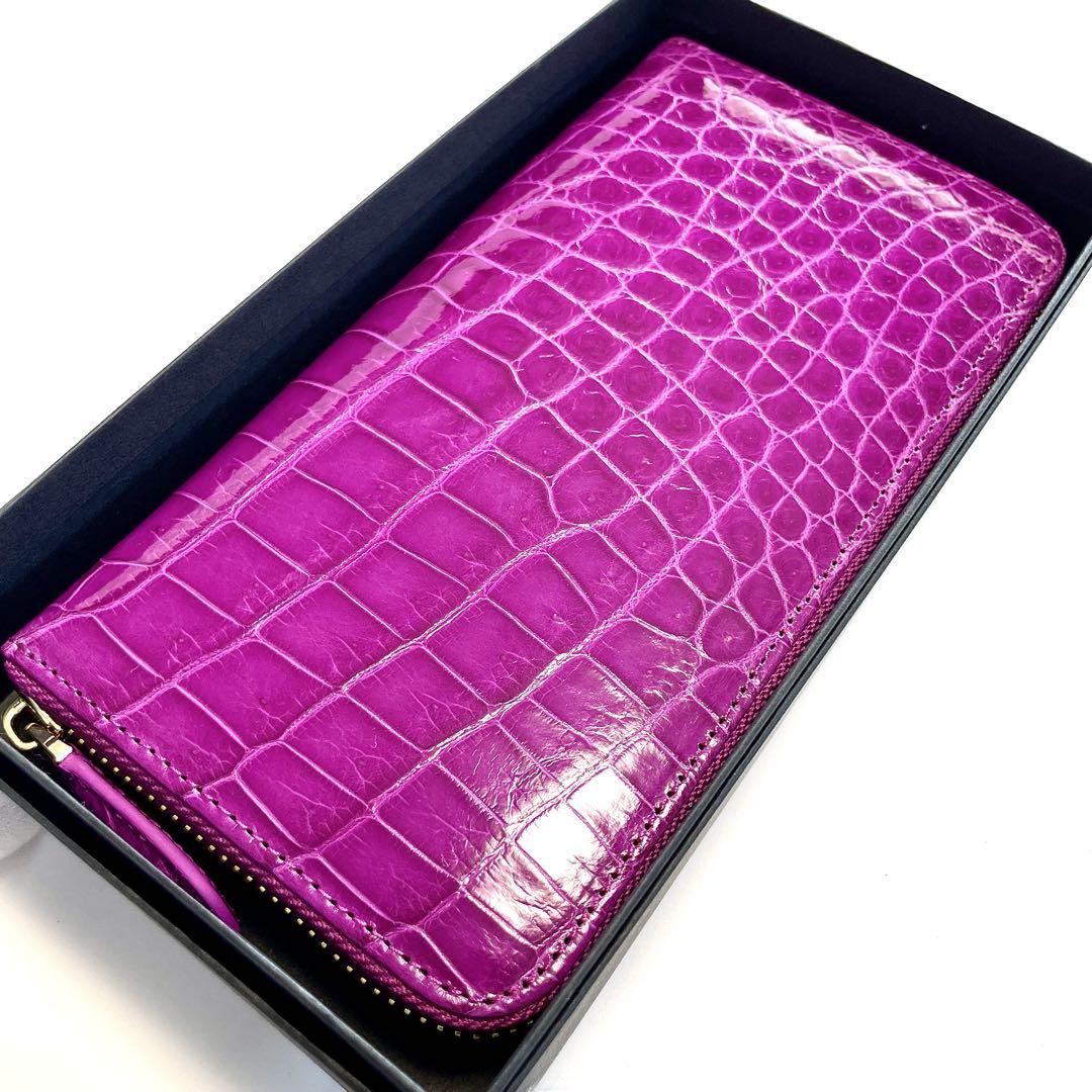 クロコダイル長財布 レディース財布 2319 シャイニング パープルピンク
