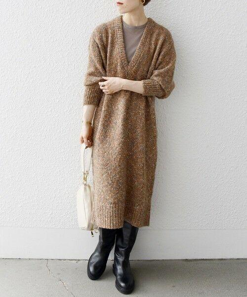 極美品✨定価１.１万❤️　洗える　カラー ネップ ヤーン ニット ワンピース◇